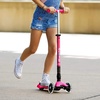 image:imageMicro Kickboard  Maxi Foldable LED Kids Scooter for Ages 512  Children up to 110 lbs  3 Wheel LeantoSteer Design  Adjustable T Bar  Smooth Ride Motion Activated PU LED Wheels  Swiss DesignShocking Pink