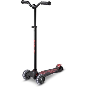 image:imageMicro Kickboard  Maxi Deluxe Pro LED Kids Scooter for Ages 512  Children up to 110 lbs  3 Wheel LeantoSteer Design  ChopperStyle Handlebar  Wide PU LED Wheels  Swiss DesignBlackRed