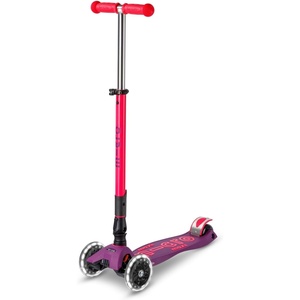 image:imageMicro Kickboard  Maxi Foldable LED Kids Scooter for Ages 512  Children up to 110 lbs  3 Wheel LeantoSteer Design  Adjustable T Bar  Smooth Ride Motion Activated PU LED Wheels  Swiss DesignNeon Ultra PinkPurple
