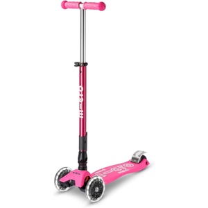 image:imageMicro Kickboard  Maxi Foldable LED Kids Scooter for Ages 512  Children up to 110 lbs  3 Wheel LeantoSteer Design  Adjustable T Bar  Smooth Ride Motion Activated PU LED Wheels  Swiss DesignShocking Pink