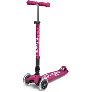 image:imageMicro Kickboard  Maxi Foldable LED Kids Scooter for Ages 512  Children up to 110 lbs  3 Wheel LeantoSteer Design  Adjustable T Bar  Smooth Ride Motion Activated PU LED Wheels  Swiss DesignBerry Red