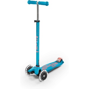 image:imageMicro Kickboard  Maxi LED Kids Scooter for Ages 512  Children up to 110 lbs  3 Wheel LeantoSteer Design  Adjustable T Bar  Smooth Ride Motion Activated PU LED Wheels  Swiss DesignAqua with pink graphics