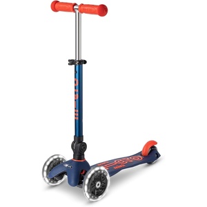 image:imageMicro Kickboard  Mini Foldable LED Kids Scooter for Ages 25  Children up to 110 lbs  3 Wheel LeantoSteer Design  Adjustable T Bar  Smooth Ride MotionActivated PU LED Wheels  Swiss DesignNavy Blue