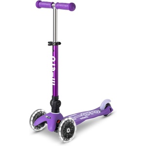 image:imageMicro Kickboard  Mini Foldable LED Kids Scooter for Ages 25  Children up to 110 lbs  3 Wheel LeantoSteer Design  Adjustable T Bar  Smooth Ride MotionActivated PU LED Wheels  Swiss DesignPurple LED Wheels
