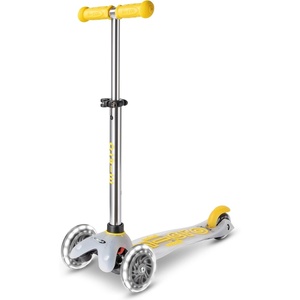 image:imageMicro Kickboard  Mini LED Kids Scooter for Ages 25  Children up to 110 lbs  3 Wheel LeantoSteer Design  Adjustable T Bar  Smooth Ride Motion Activated PU LED Wheels  Swiss DesignYellow Flux