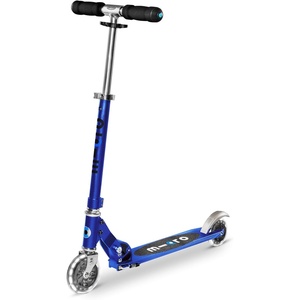 image:imageMicro Kickboard  Sprite Foldable LED Kid amp Teen Scooter for Ages 6  Children up to 220 lbs  2 Wheel  Travel Ready  Adjustable T Bar  Smooth Ride Motion Activated PU LED Wheels  Swiss DesignSapphire Blue