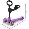 image:imageMicro Kickboard  Mini 3in1 Deluxe Toddler Scooter for Ages 15  RideOn with Removable Parent Push Bar  3 Wheel LeantoSteer Design  Adjustable T Bar  Smooth Ride PU Wheels  Swiss DesignPurple